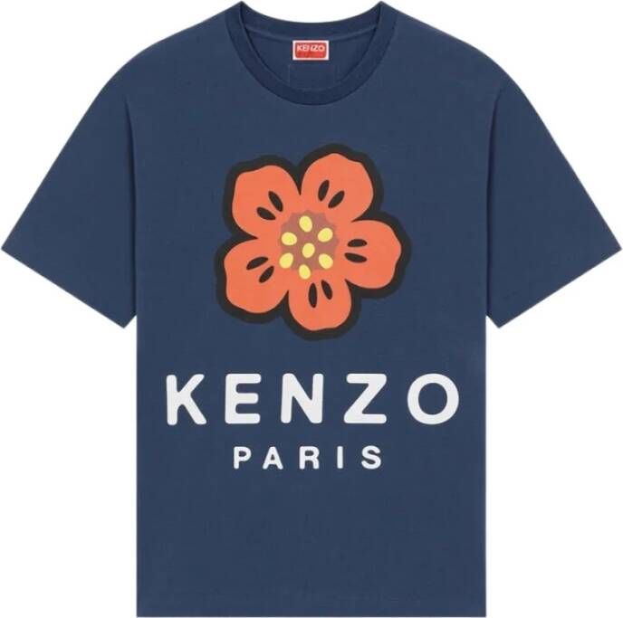 Kenzo Blauw Bloemenprint T-shirt voor Heren Blauw Heren