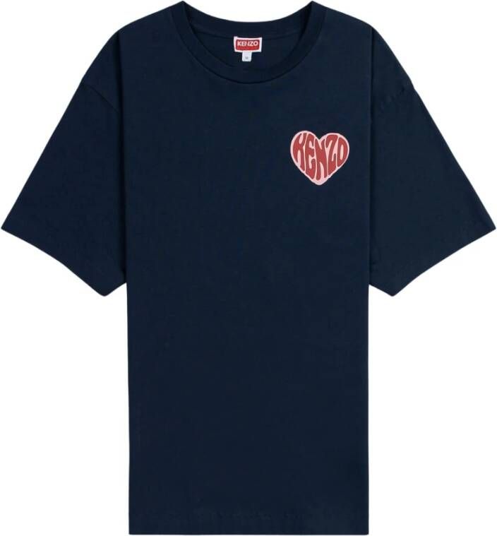 Kenzo Blauwe T-shirts en Polos met Oversized Heart Logo Blauw Heren