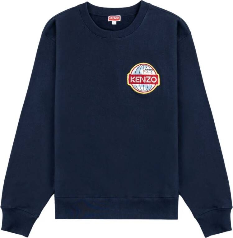 Kenzo Blauwe Logo-Patch Sweater Blue Heren