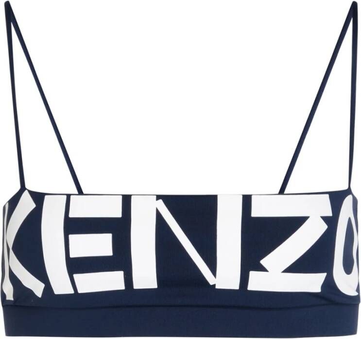 Kenzo Blauwe Logo Mouwloze Top Blauw Dames