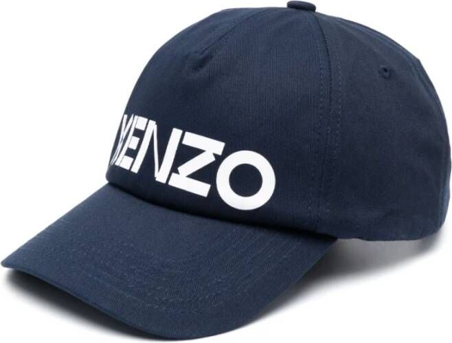 Kenzo Blauwe Logo-Print Baseball Cap Blauw Heren
