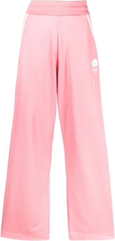 Kenzo Logo Sweatpants met Bloemenborduursel Roze Dames