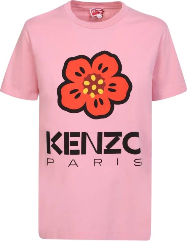 Kenzo Roze Katoenen T-shirt met Contrasterende Kleur Roze Dames