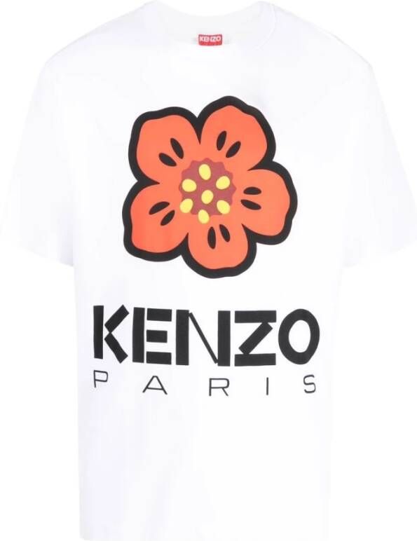 Kenzo Bloemenprint Katoenen T-shirt Wit Heren