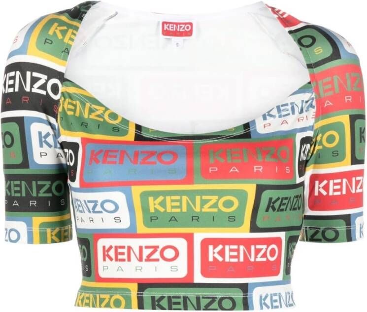 Kenzo Levendige Logo-Print Crop Top Multicolor Dames