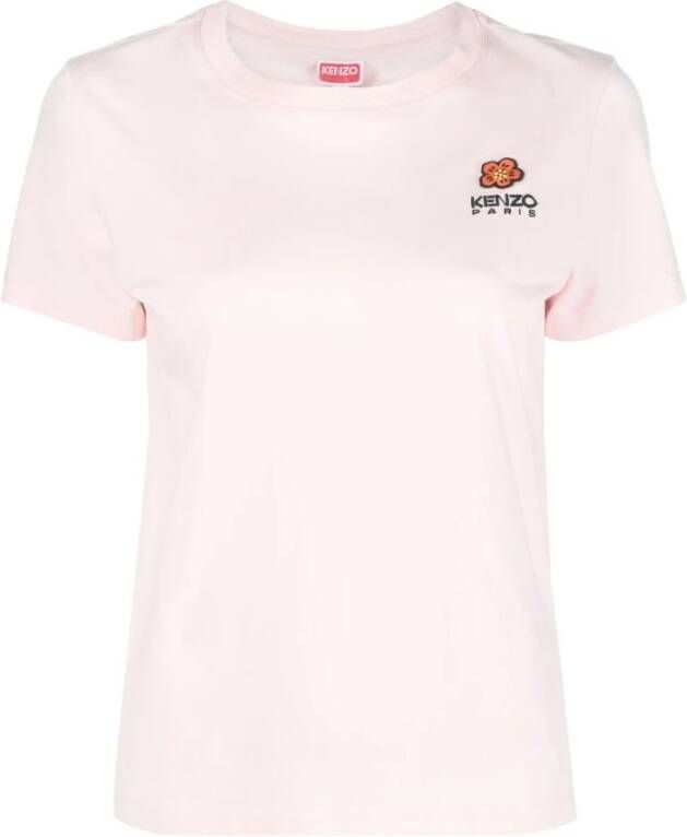 Kenzo Boke Flower Geborduurd Katoenen T-Shirt Roze Dames
