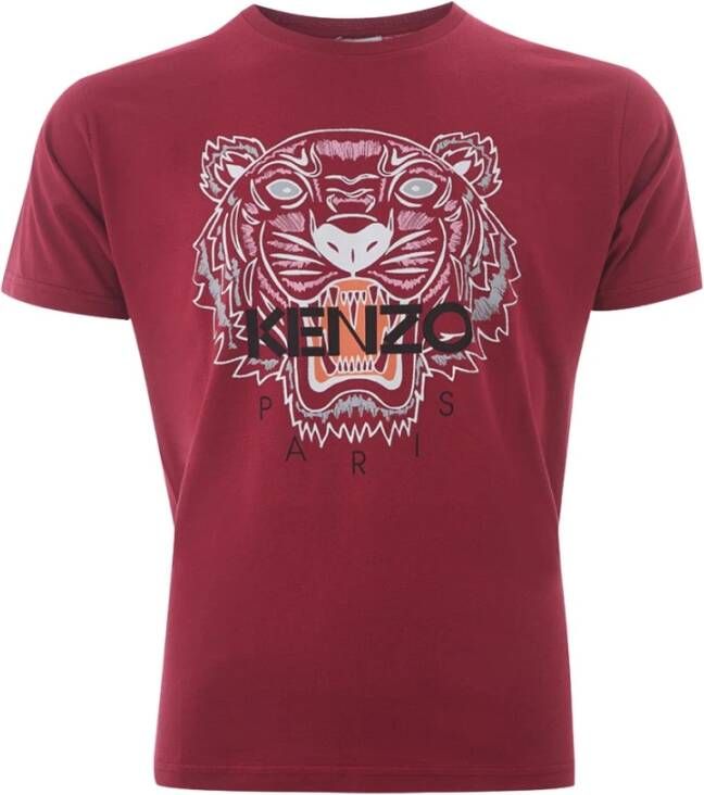 Kenzo Bordeaux Tijgerprint Katoenen T-Shirt Bruin Heren