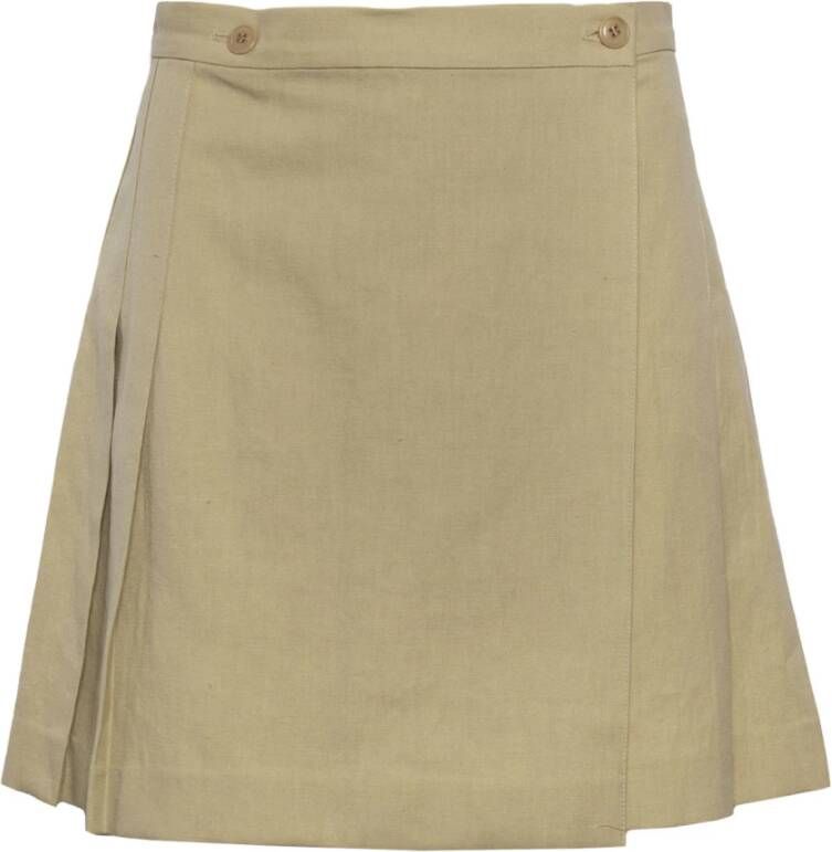 Kenzo Box-Pleated A-Line Wrap Miniskirt Beige Dames