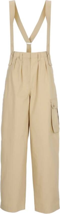 Kenzo cotton cargo pants with suspenders Beige Dames