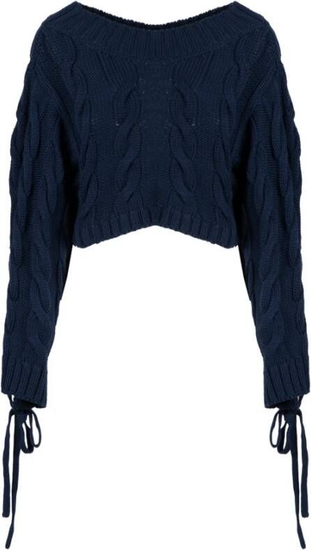 Kenzo Blauwe Cable Lace Up Jumper Blue Dames