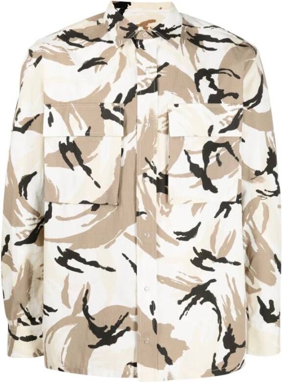 Kenzo Camouflage Print Overhemd Beige Heren