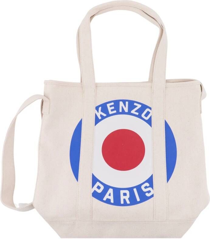 Kenzo Canvas Schoudertas met Target Print Beige Heren