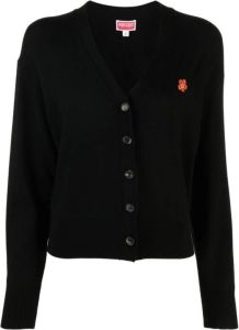 Kenzo Boke Flower Wol Vest Zwart Dames