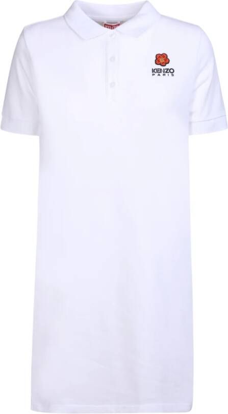 Kenzo Casual-Chic Witte Polo Jurk White Dames