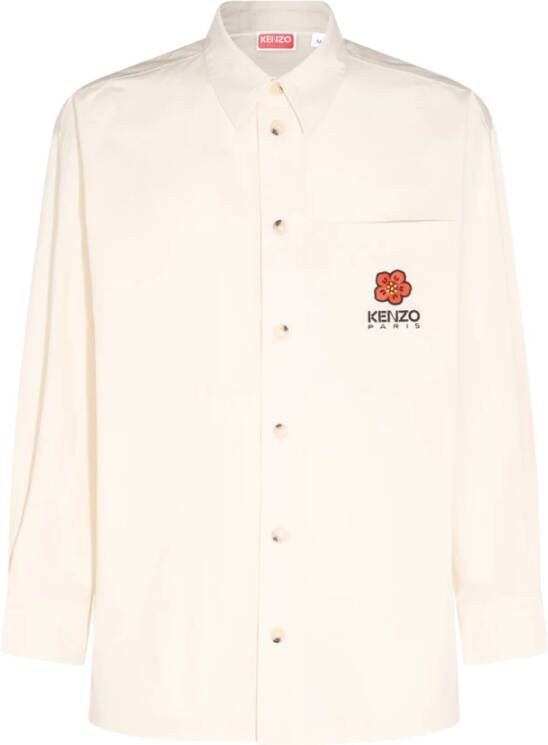 Kenzo Oversized Crème Shirt met Boke Flower Motief Beige Heren