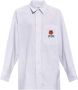 Kenzo Gestreept Poplin Overhemd met Bloemenlogo White Heren - Thumbnail 1