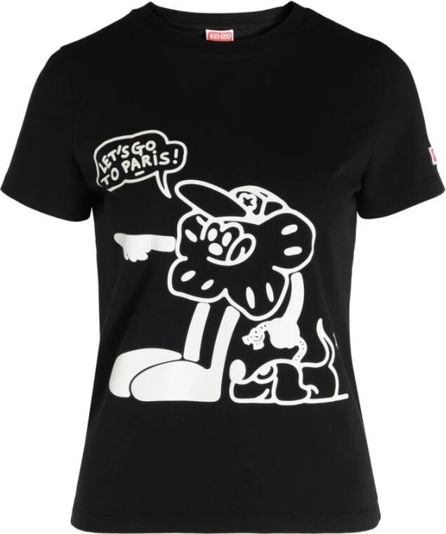 Kenzo Condemt Print Katoenen T-shirt Zwart Dames