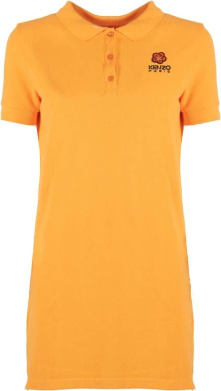 Kenzo Crest Logo Polo Jurk in Oranje Dames