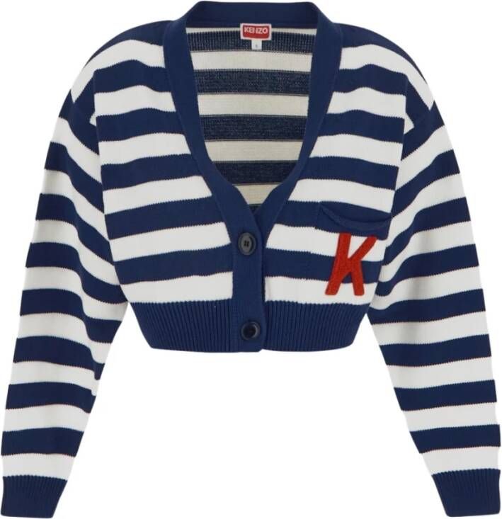 Kenzo Cropped Striped Cardigan Blauw Dames
