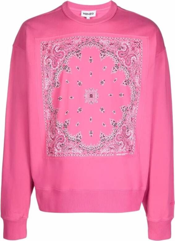 Kenzo Deep Pink Bandana-Print Sweatshirt Roze Heren