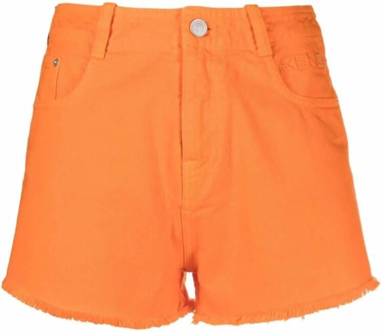 Kenzo Donker Oranje Denim Shorts Oranje Dames