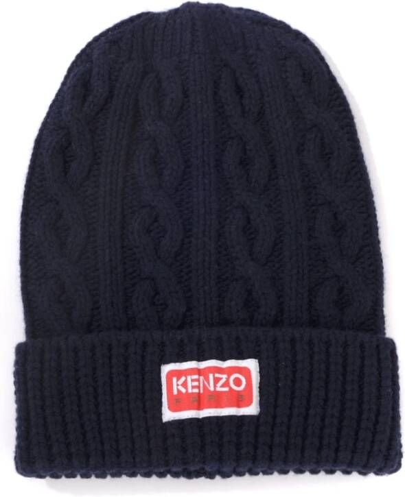 Kenzo Blauwe Gebreide Baret Blue Heren