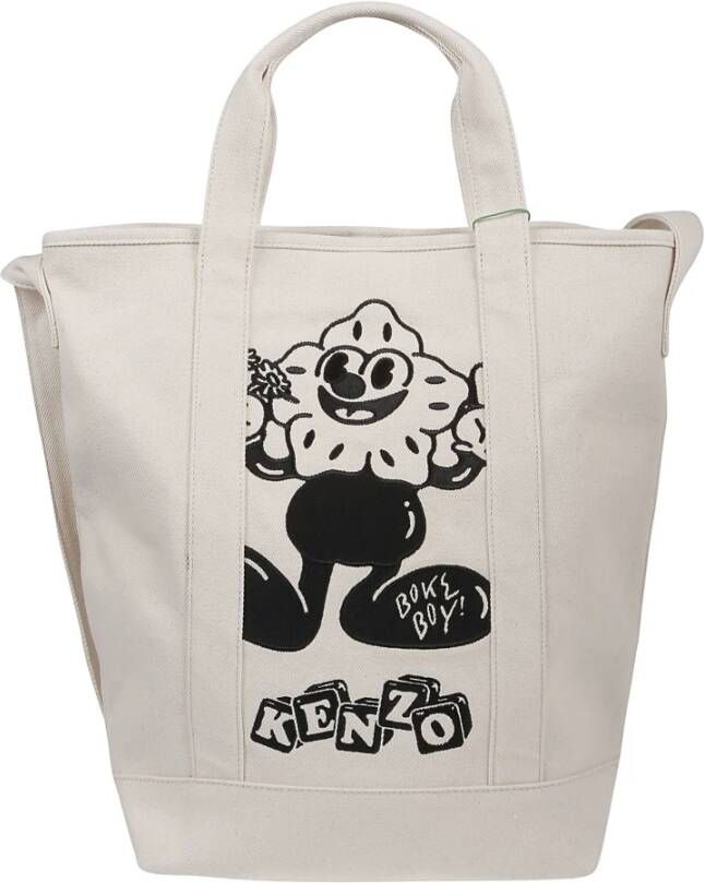 Kenzo Ecru Grafische Tote Bag Beige Dames