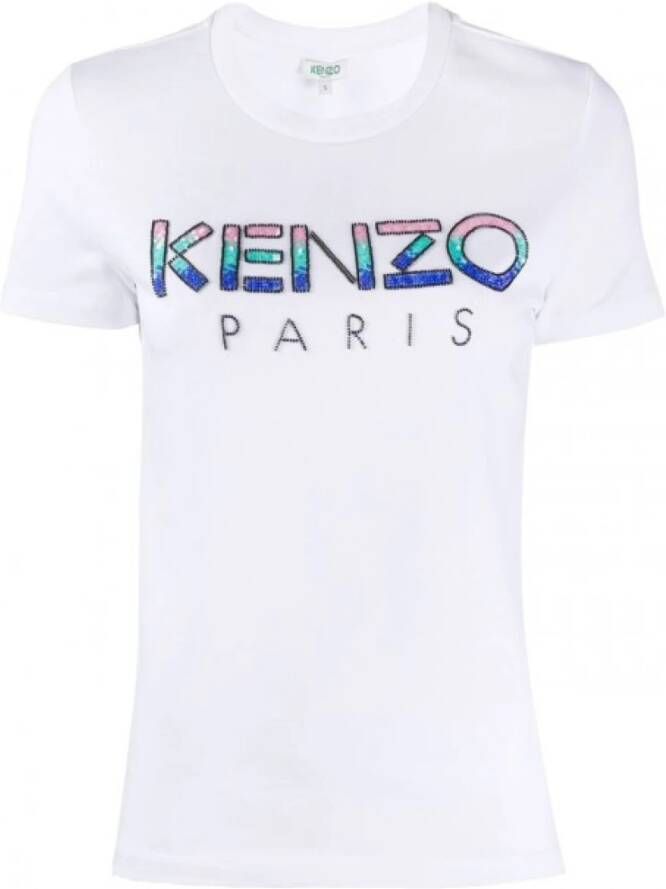 Kenzo Fonkelende Sequin T-Shirt Wit Dames