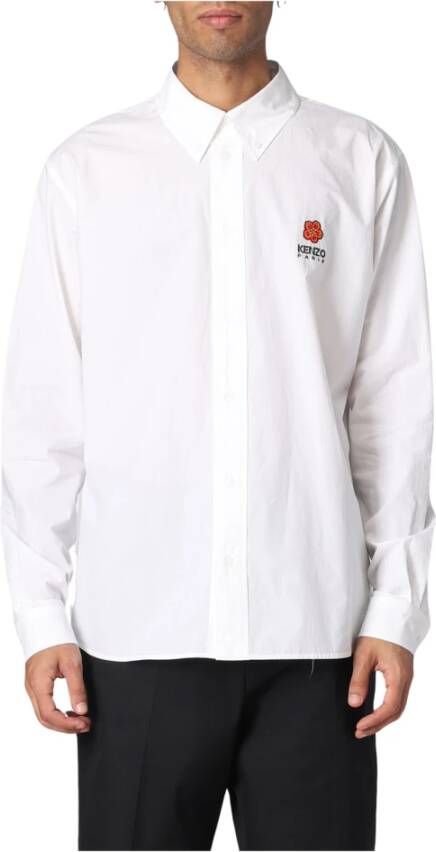 Kenzo Witte Casual Overhemd met `Boke Flower` Crest White Heren