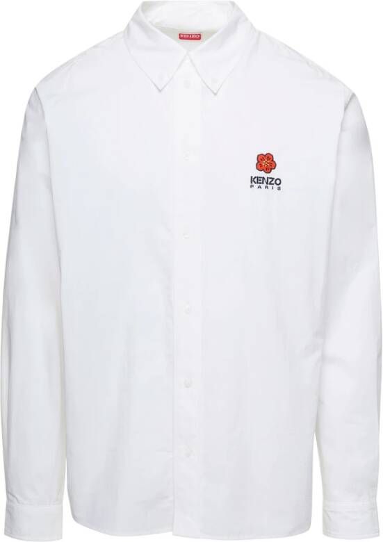 Kenzo Witte Casual Overhemd met `Boke Flower` Crest White Heren
