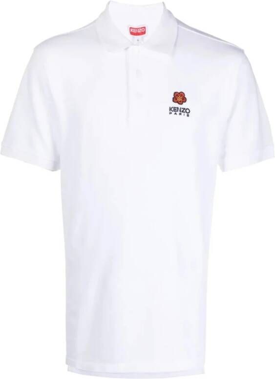 Kenzo Klassiek Poloshirt met Boke Flower Logo White Heren