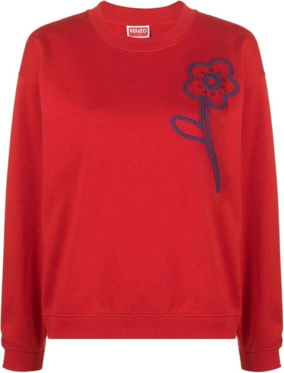 Kenzo Geborduurde katoenen sweatshirt met bloemen Rood Dames
