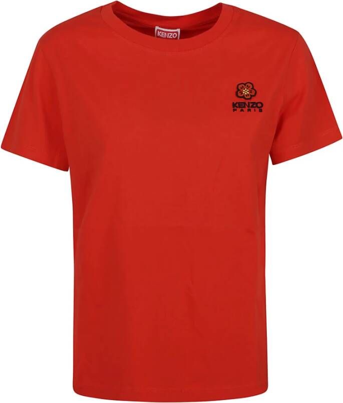 Kenzo Gedurfd Crest Logo Classic T-Shirt Rood Dames
