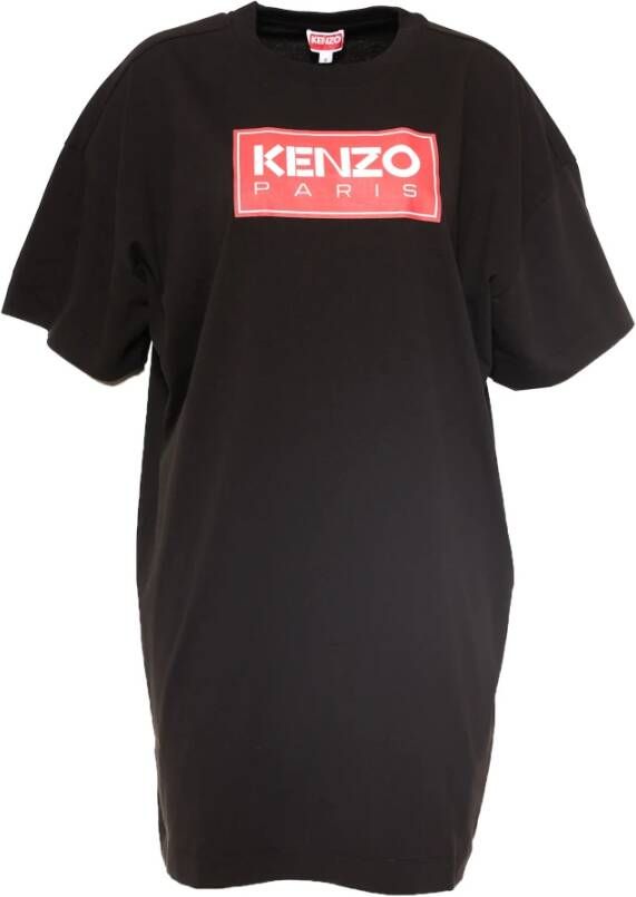 Kenzo Gedurfd Logo Zwart T-Shirt Jurk Zwart Dames
