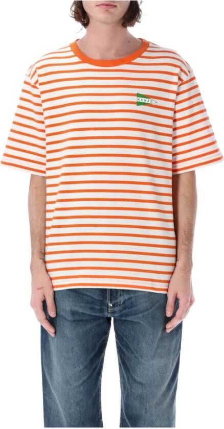 Kenzo Gestreept Oversized T-shirt Wit Oranje Ss23 Wit Heren