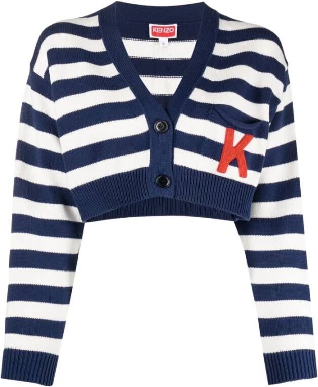 Kenzo Gestreepte Korte Cardigan Blauw Dames