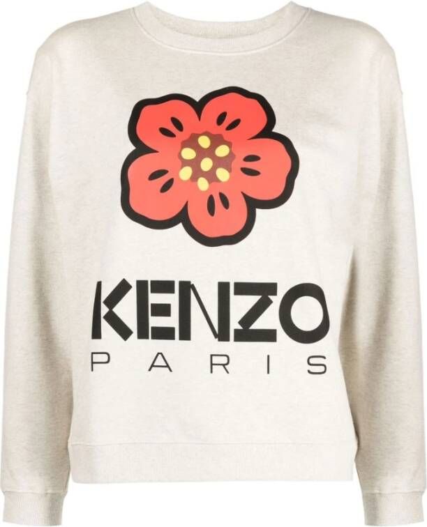 Kenzo Grijze Sweatshirt met Logo-Print en Bloemenmotief Gray Dames
