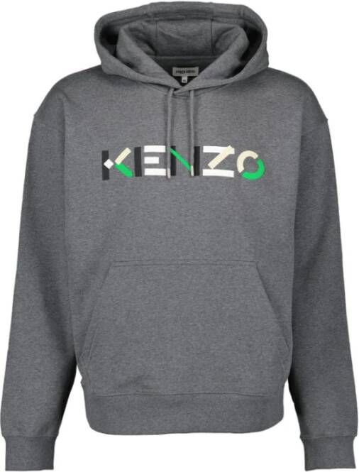 Kenzo Logo oversized sweatshirt met capuchon Grijs Heren