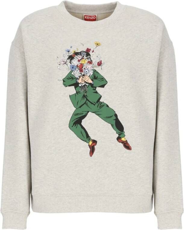 Kenzo Grijze Katoenen Sweatshirt met Contrasterende Print Grijs Dames