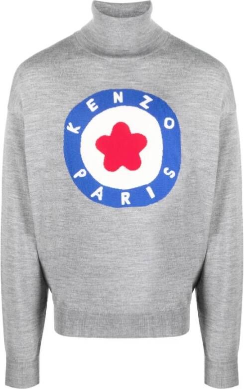 Kenzo Grijze Wollen Coltrui met Hoge Hals Gray Heren