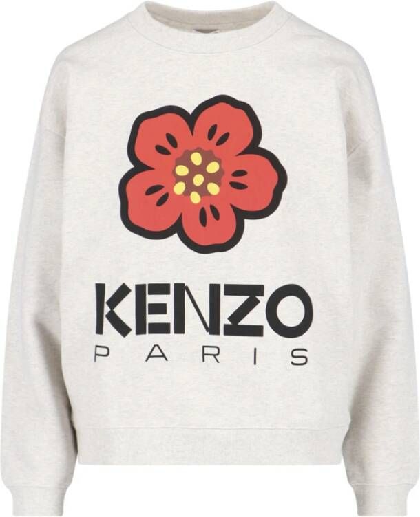 Kenzo Grijze Sweatshirt met Logo-Print en Bloe motief Gray