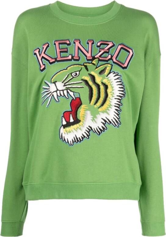 Kenzo Jungle Geborduurd Sweatshirt met Tijgerhoofd Motief Green Dames