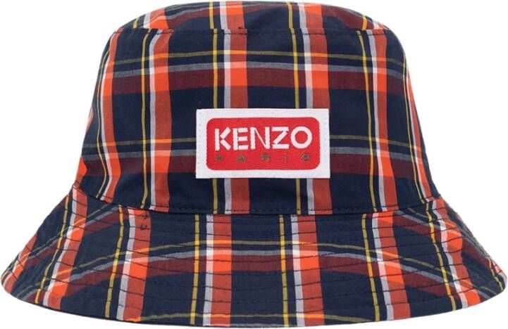 Kenzo Blauw Geruite Katoenen Hoed voor Heren Blauw Heren