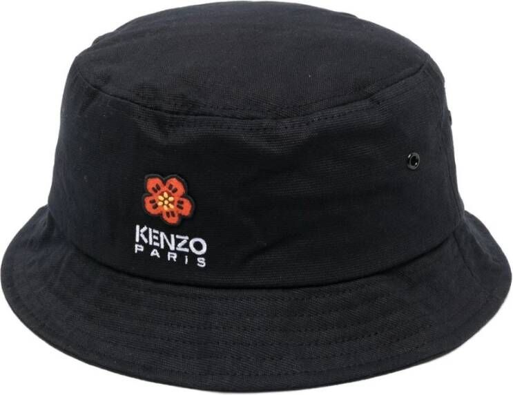 Kenzo Zwarte Geborduurde Logo Emmerhoed Black Heren