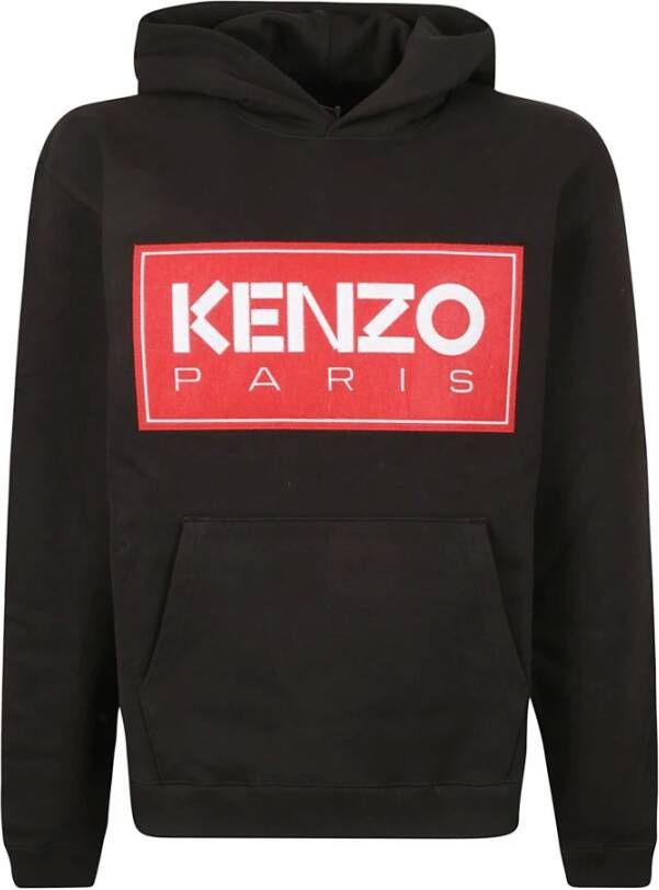 Kenzo Zwarte Katoenen Sweatshirt met Capuchon en Logo Print Black Heren