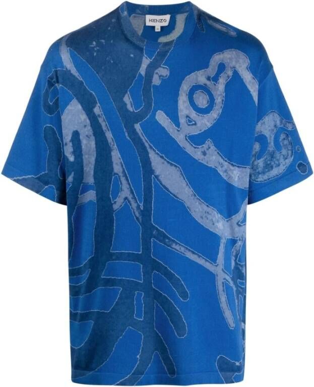 Kenzo Tijger Geborduurd Jersey T-Shirt Blue Heren