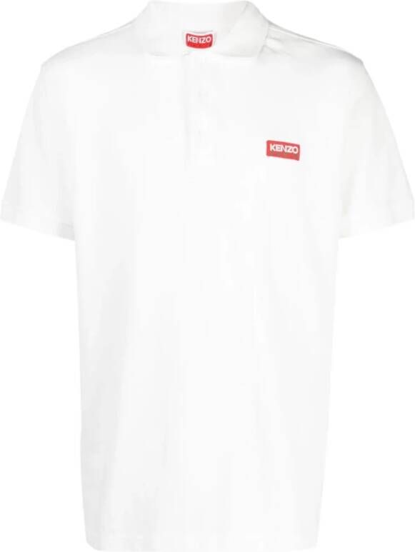 Kenzo Logo-Patch Katoenen Poloshirt White Heren