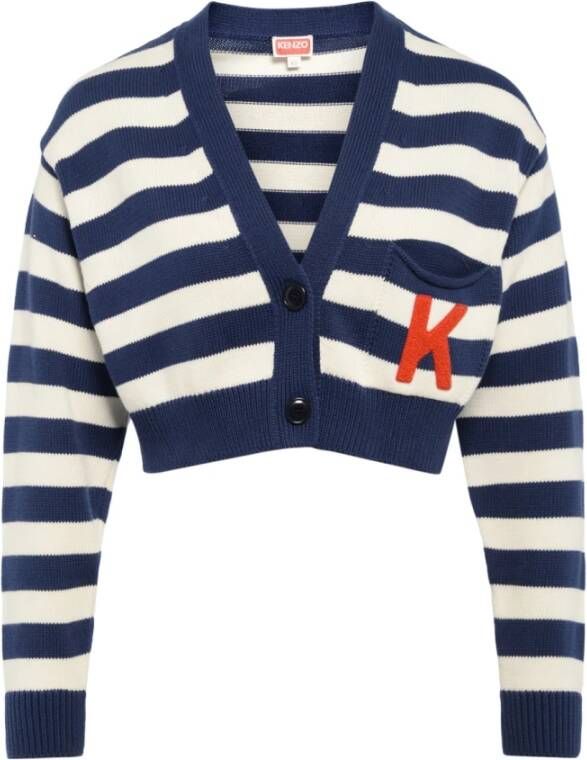 Kenzo Cropped Striped Cardigan Blauw Dames