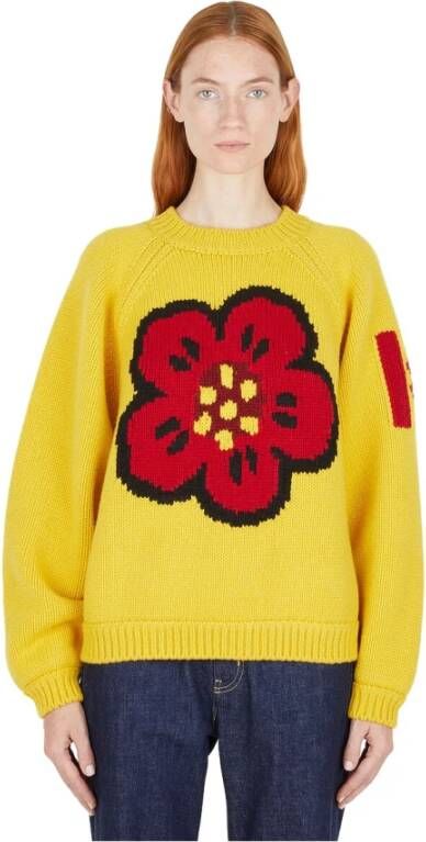 Kenzo Katoenen Pullover Lange Mouw Geribbelde Afwerking Yellow Dames
