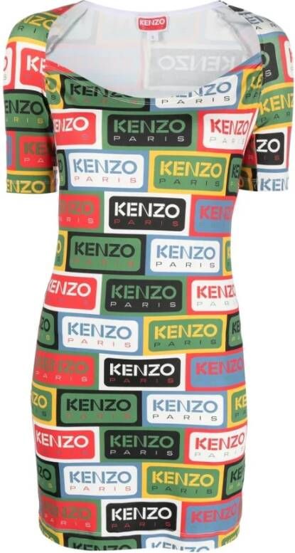 Kenzo Korte dagjurk met multicolor print Groen Dames